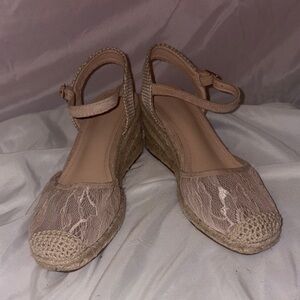 Elegant Beige Espadrille Wedge Sandals
